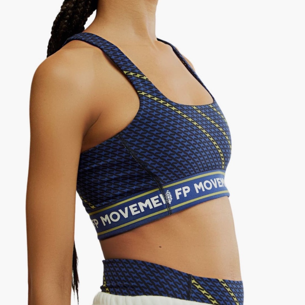 FP Movement New Never Better Sport Bra XS Blue/Green/White - Picture 3 of 7